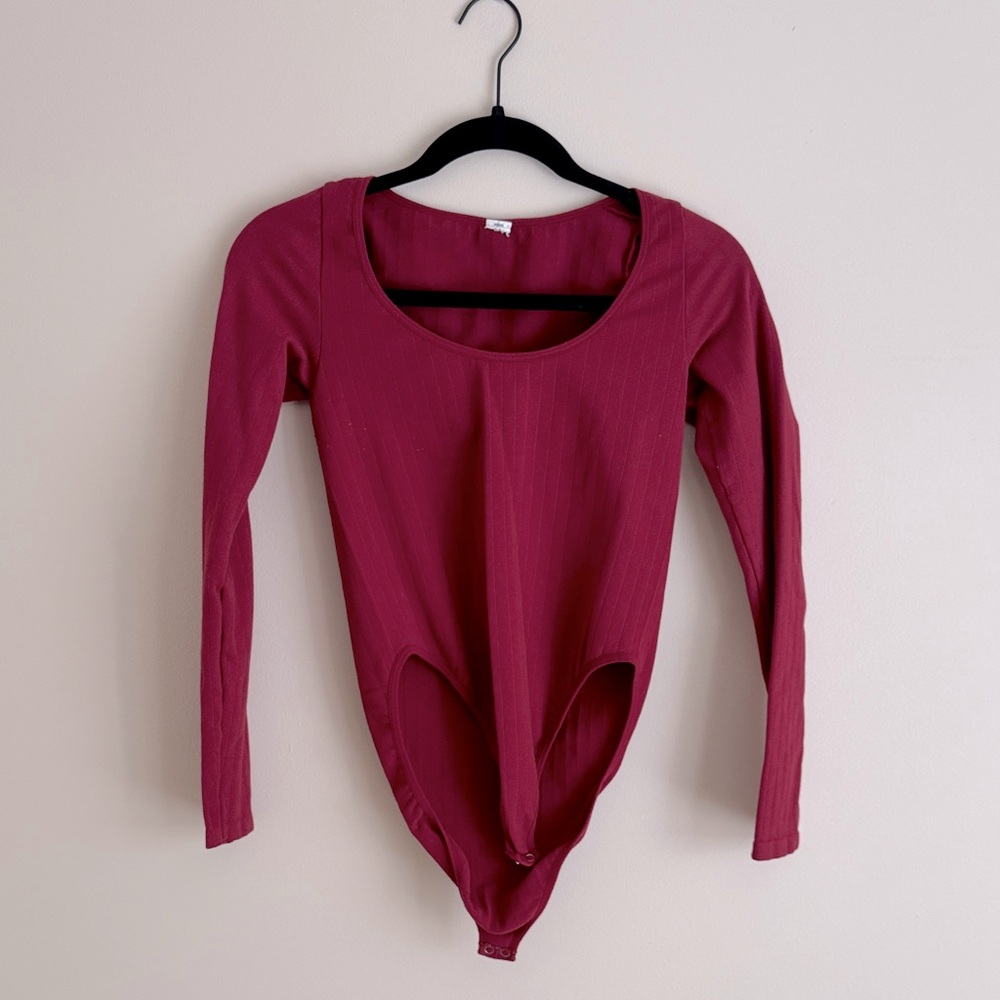 Long Sleeve Burgundy Bodysuit